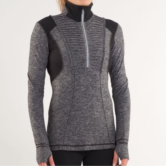 Lululemon Run Your Heart Out Heathered Black Pullover Size 6 - Picture 2 of 8